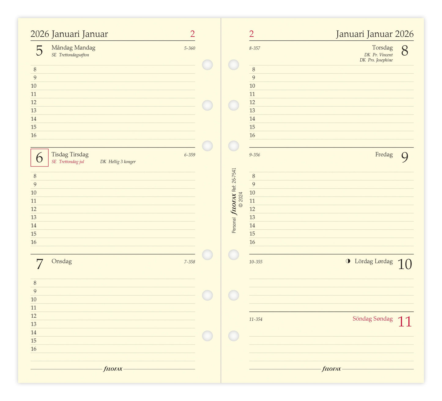 FILOFAX REFILL 1 UGE PR. OPSLAG PERSONAL 2026