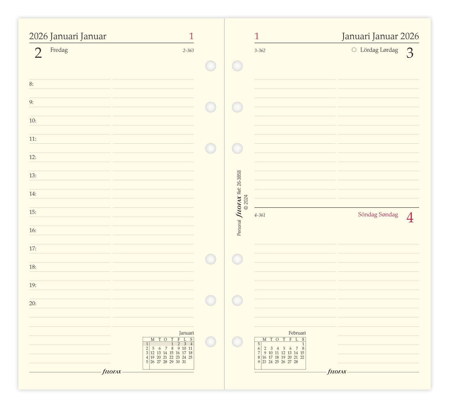 FILOFAX REFILL 1 DAG PR. SIDE PERSONAL 2026