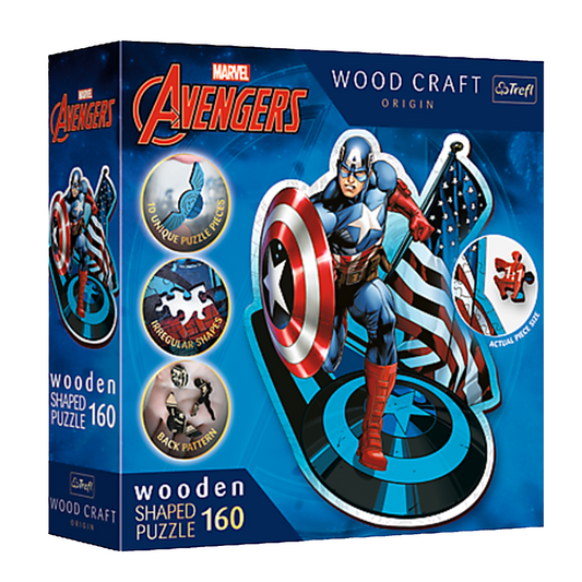WOODEN SHAPED FEARLESS CAPTAIN AMERICA 160 BRIKKER