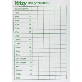 YATZYBLOK 5 TERNINGER