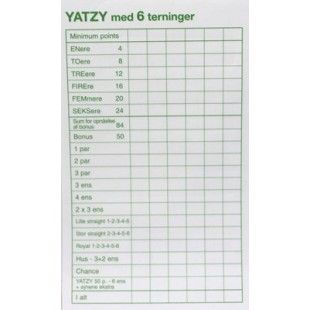 YATZY BLOK 6 TERNINGER
