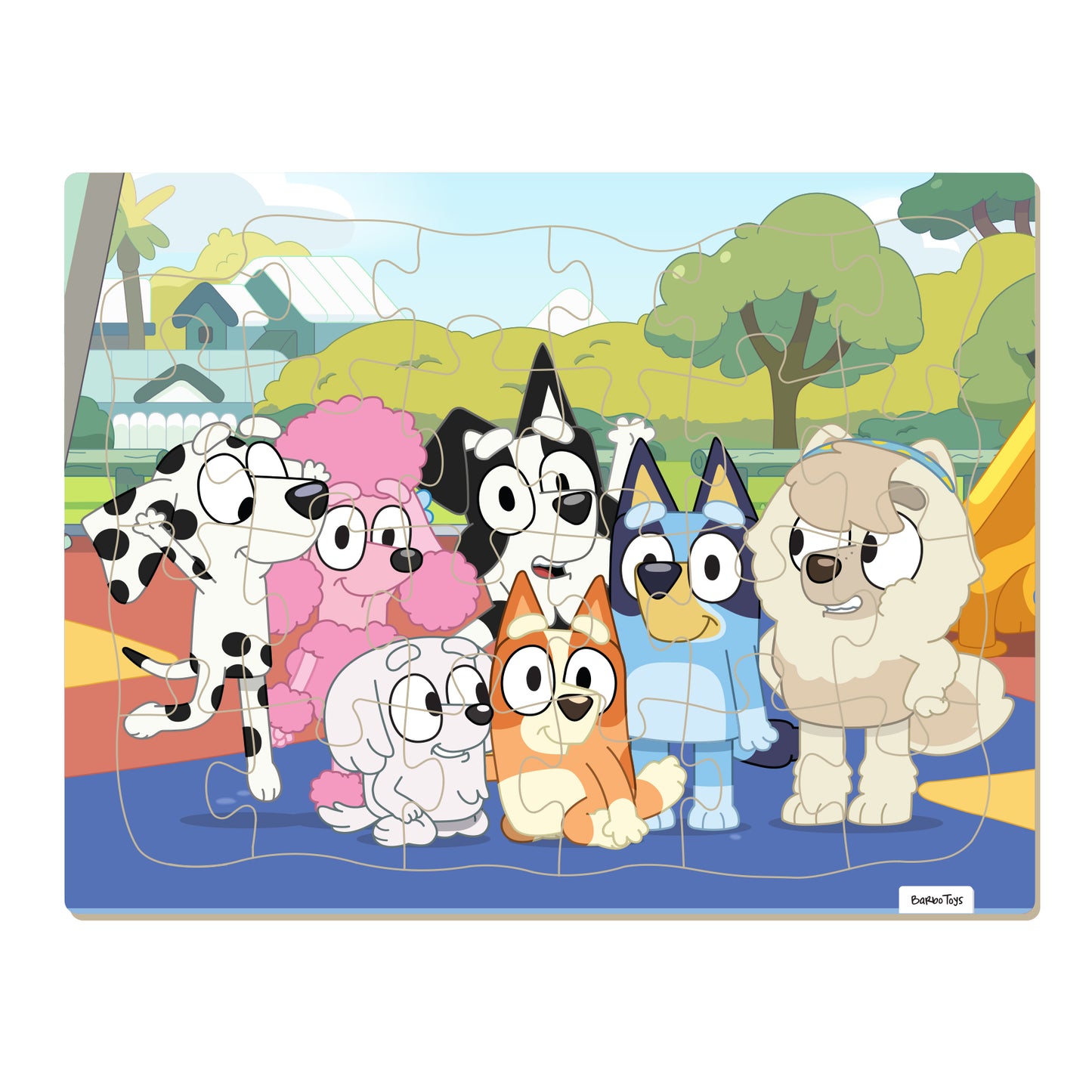 BLUEY - INDRAMMET PAP PUSLESPIL - 24 BRIKKER - VENNER