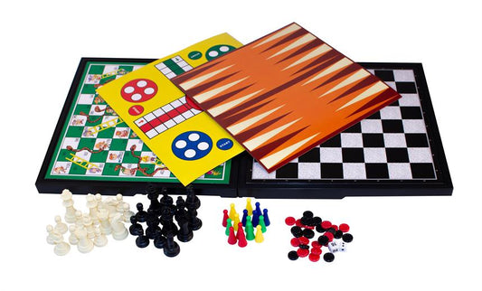 REJSESPIL 5i1 SKAK, LUDO, MØLLE, DAM & KINESKAK