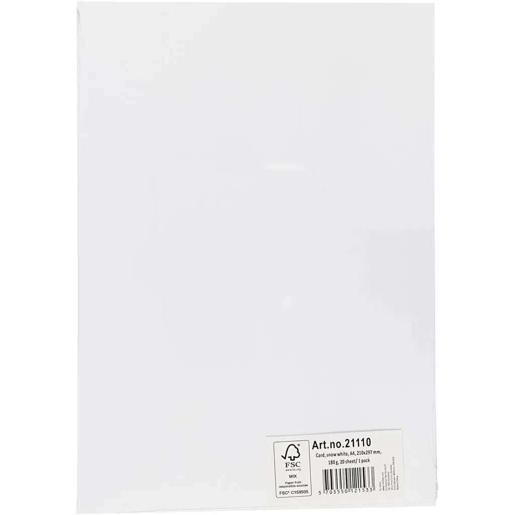 KARTON A4 180 G HVID 20 ARK