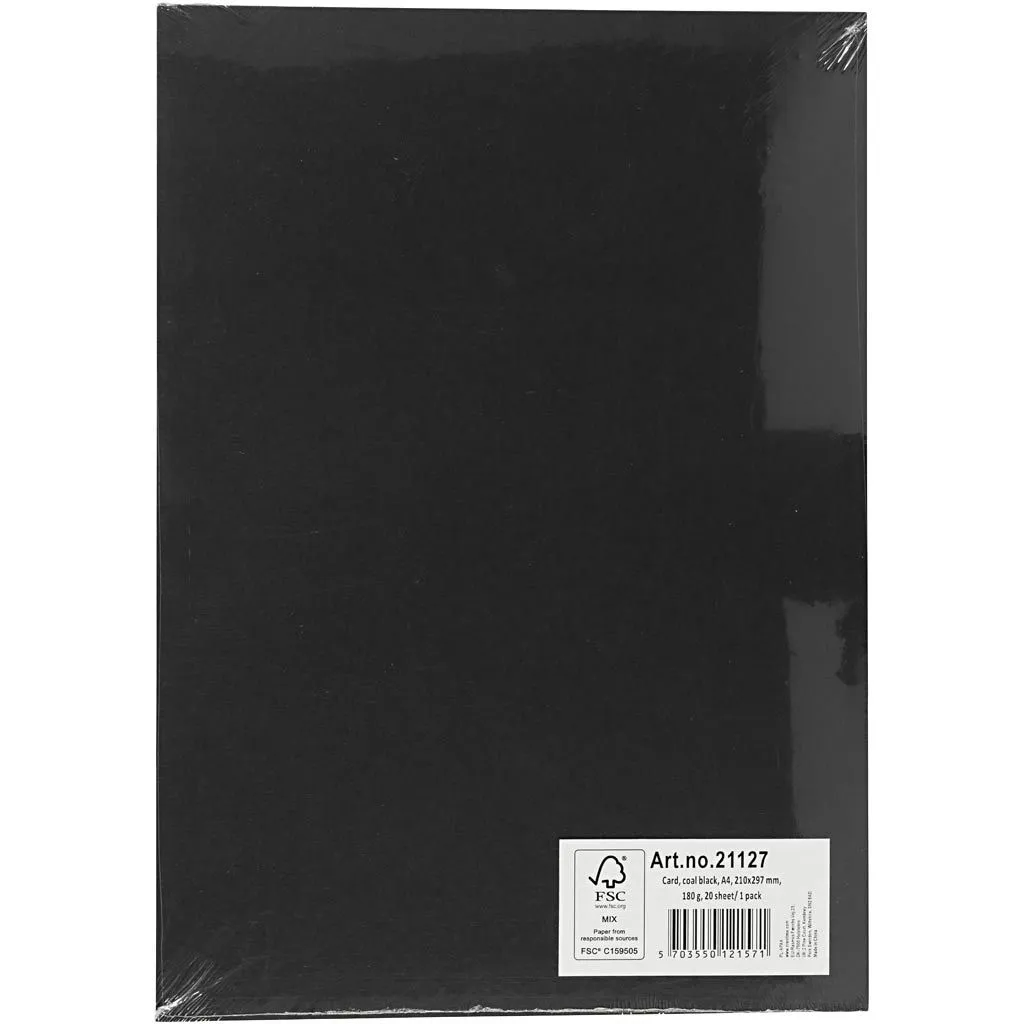 KARTON A4 180 G SORT 20 ARK