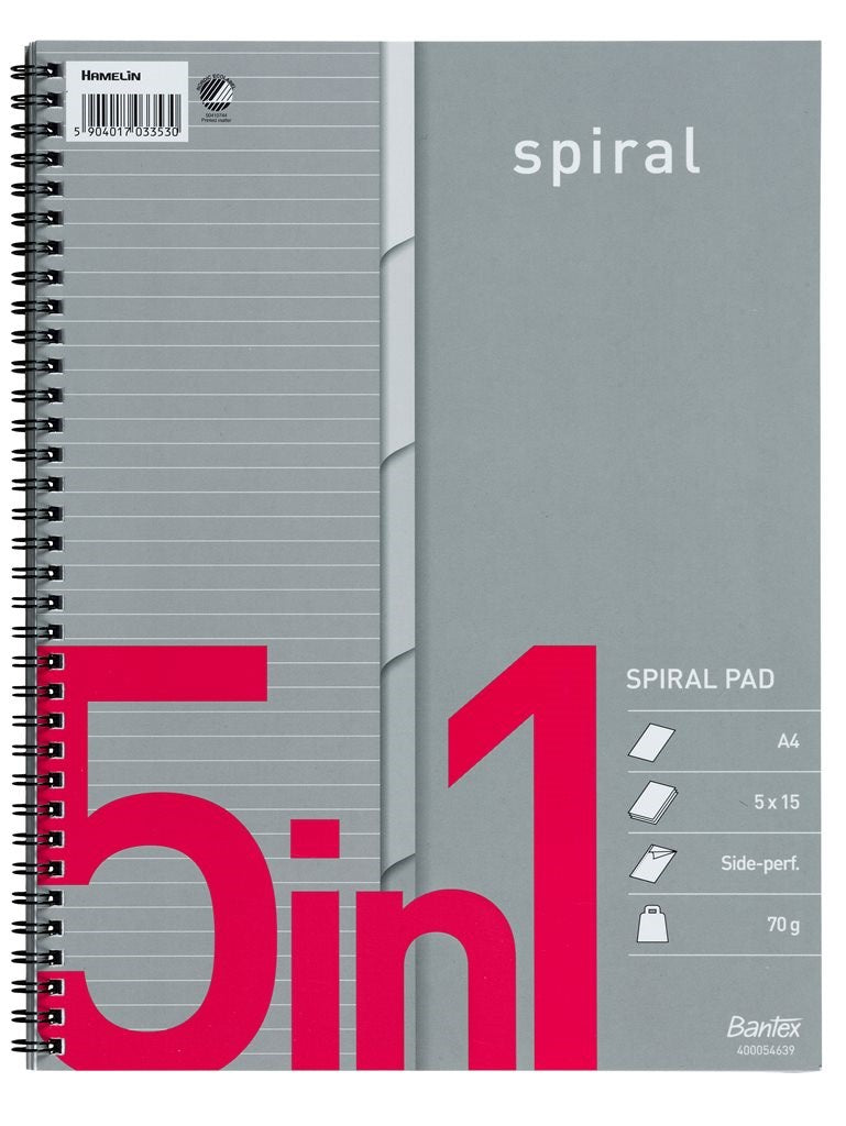 BANTEX 5IN1 KOLLEGIEBLOK A4 LINJERET
