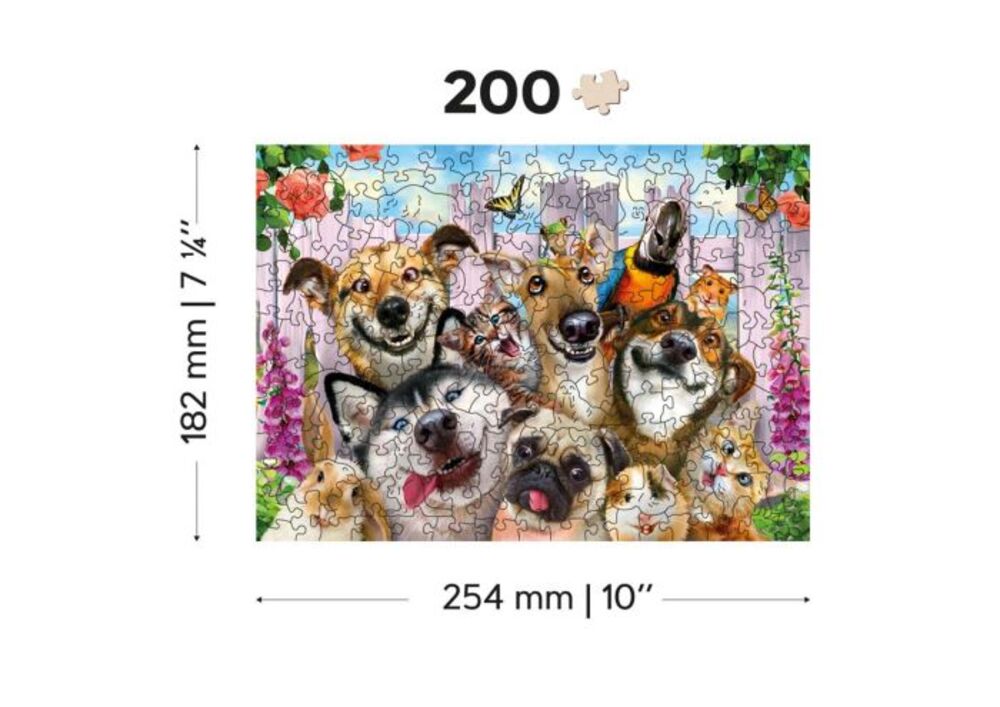 WOODEN JIGSAW PUZZLE CRAZY PETS 200 BRIKKER