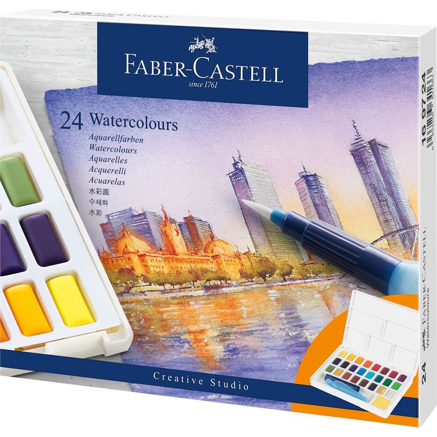 FABER CASTELL WATERCOLOURS PAN SET 24 STK