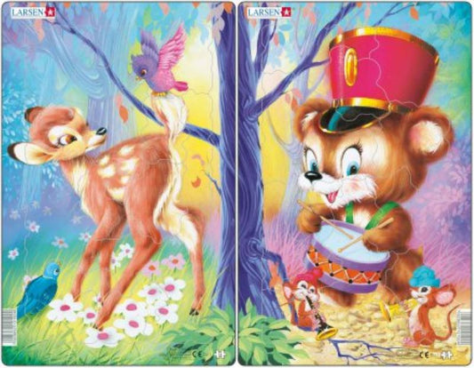 LARSEN CUTE ANIMALS 2X1 MIDI PUSLESPIL 14 BRIKKER