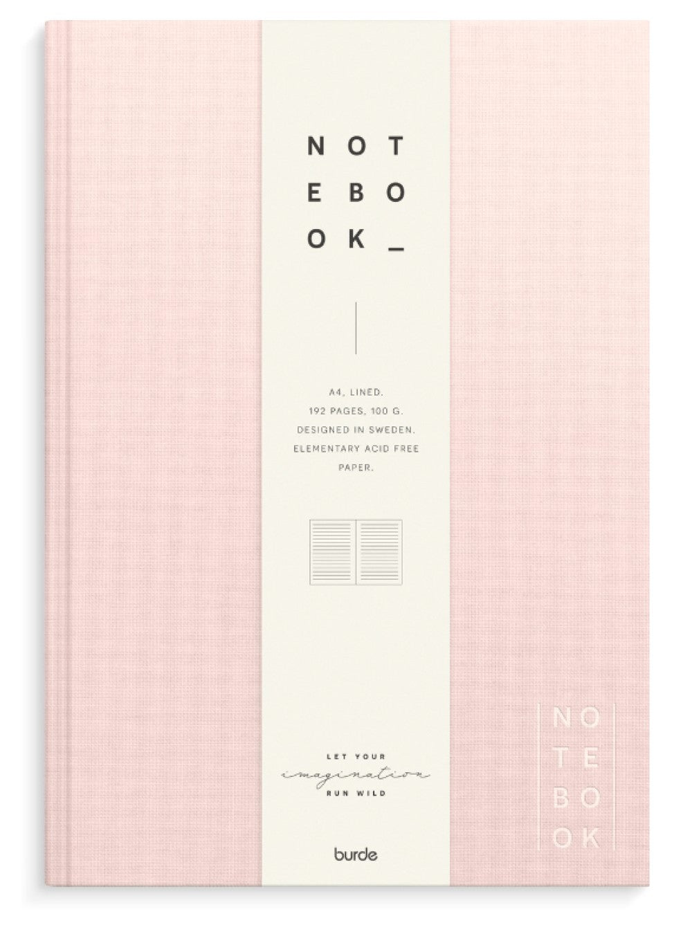 A4 NOTESBOG TEXTIL LYSERØD LINJERET