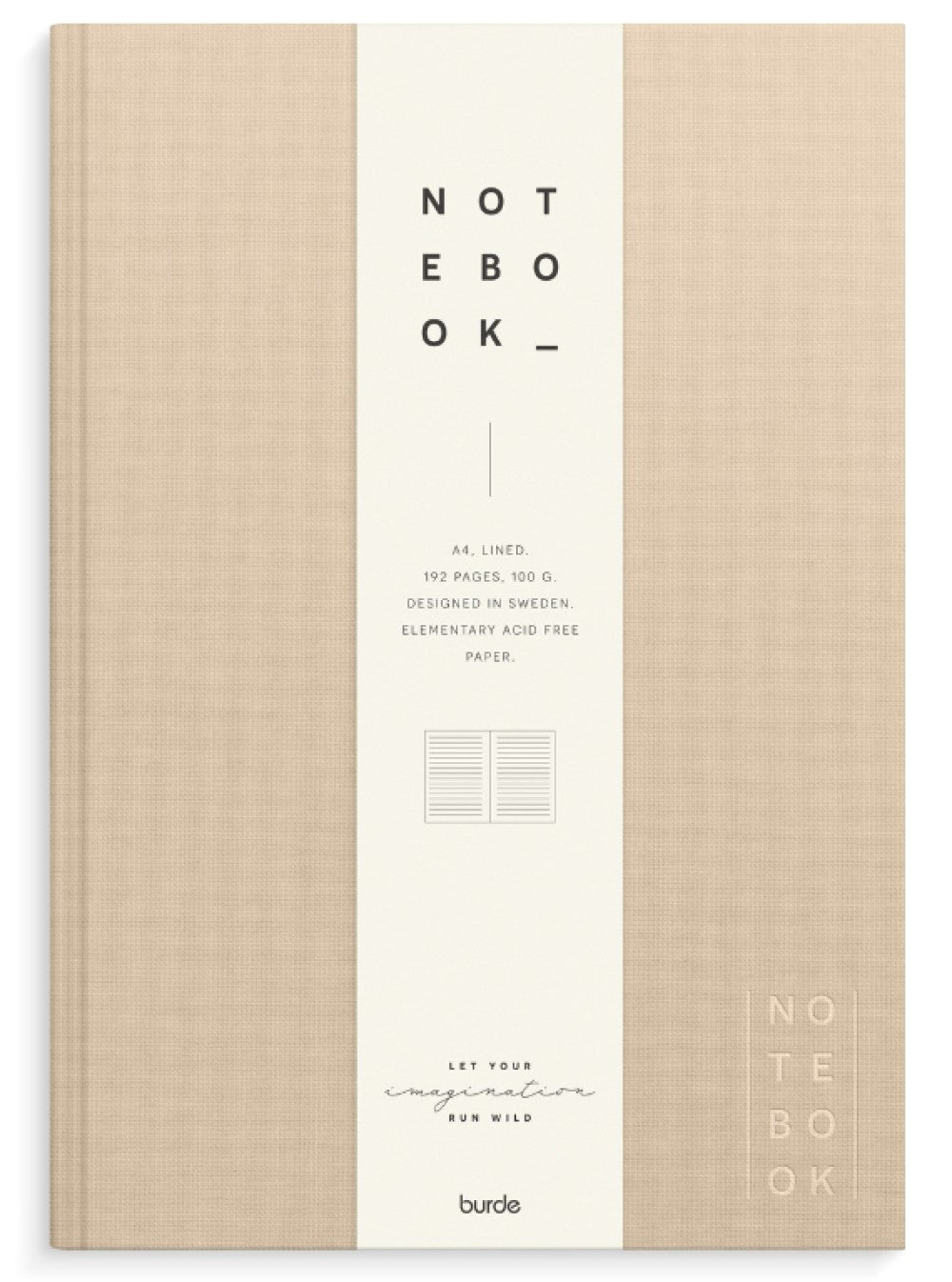 NOTEBOOK TEXTILE BEIGE A4 LINJERET