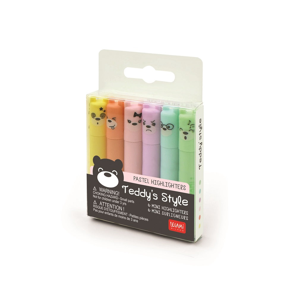 TEDDY'S STYLE 6 MINI-HIGHLIGHTERS MED PASTELFARVER