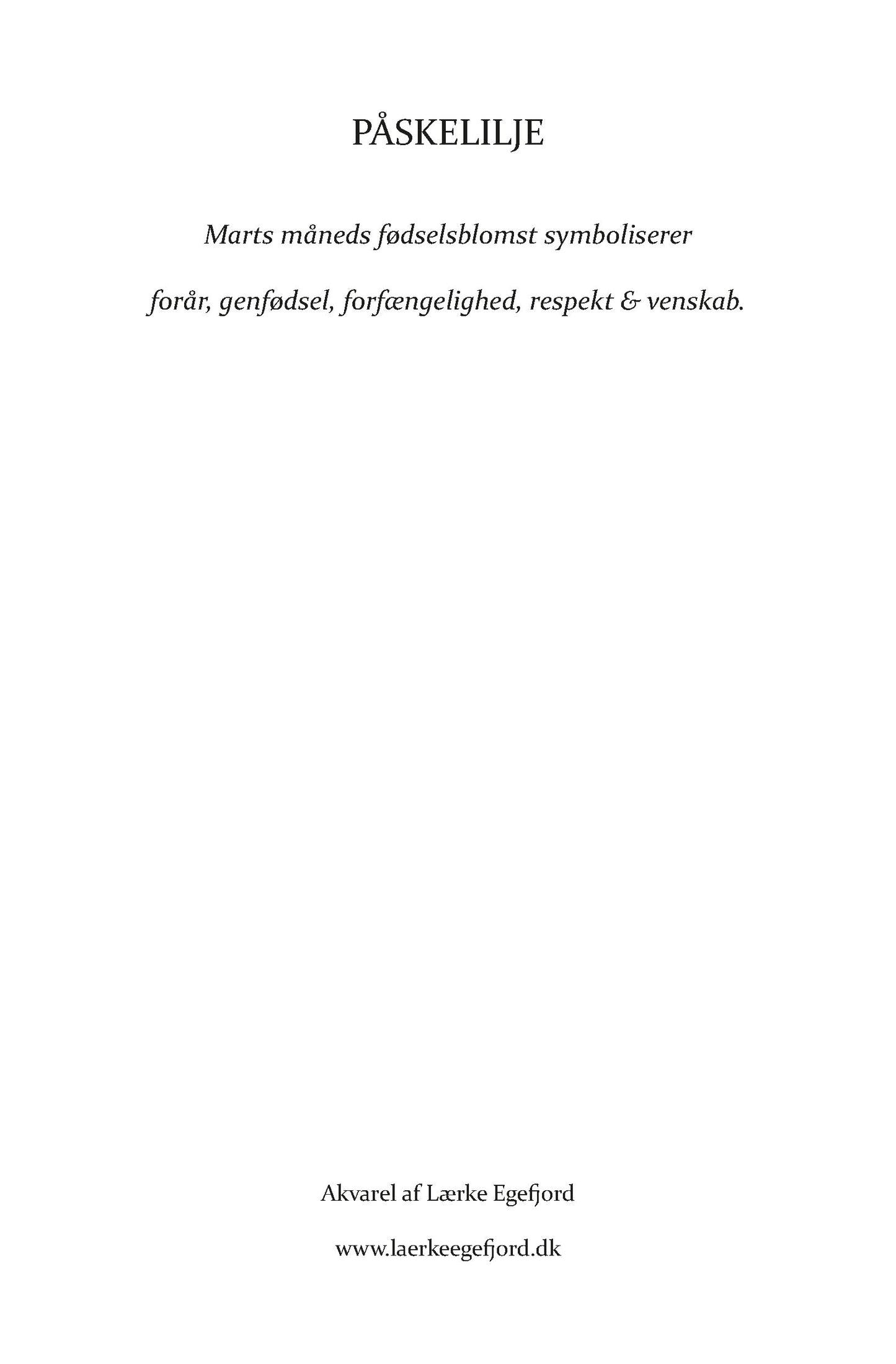 FØDSELSBLOMST PÅSKELILJE - MARTS (A5 KORT)