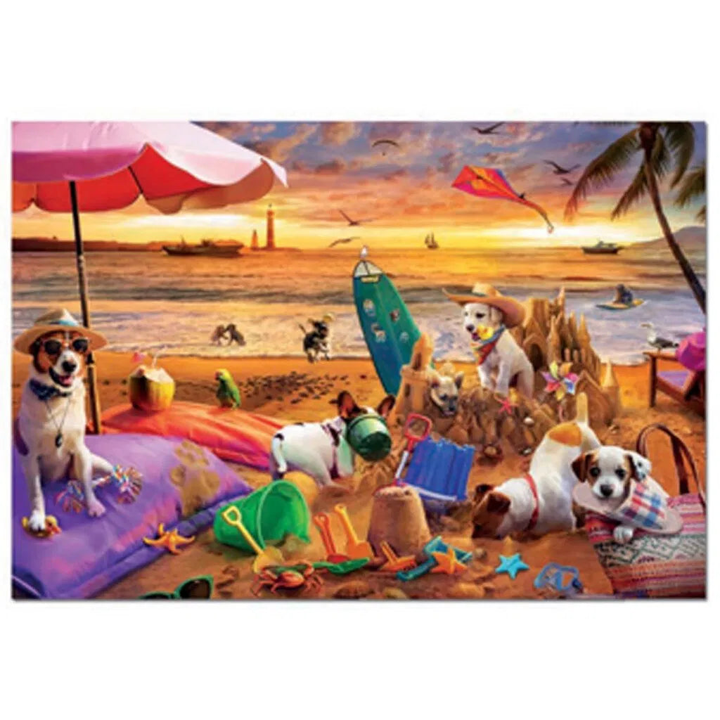 DOGS PLAYING AT THE BEACH 1000 BRIKKER