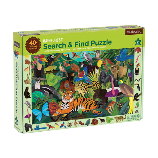 SØG OG FIND PUSLESPIL REGNSKOV 64PCS