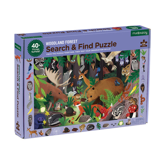 SØG OG FIND PUSLESPIL 64PCS FOREST ANIMALS