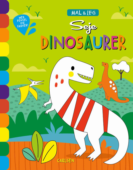 MAL OG LEG: SEJE DINOSAURER - MED FARVER OG PENSEL