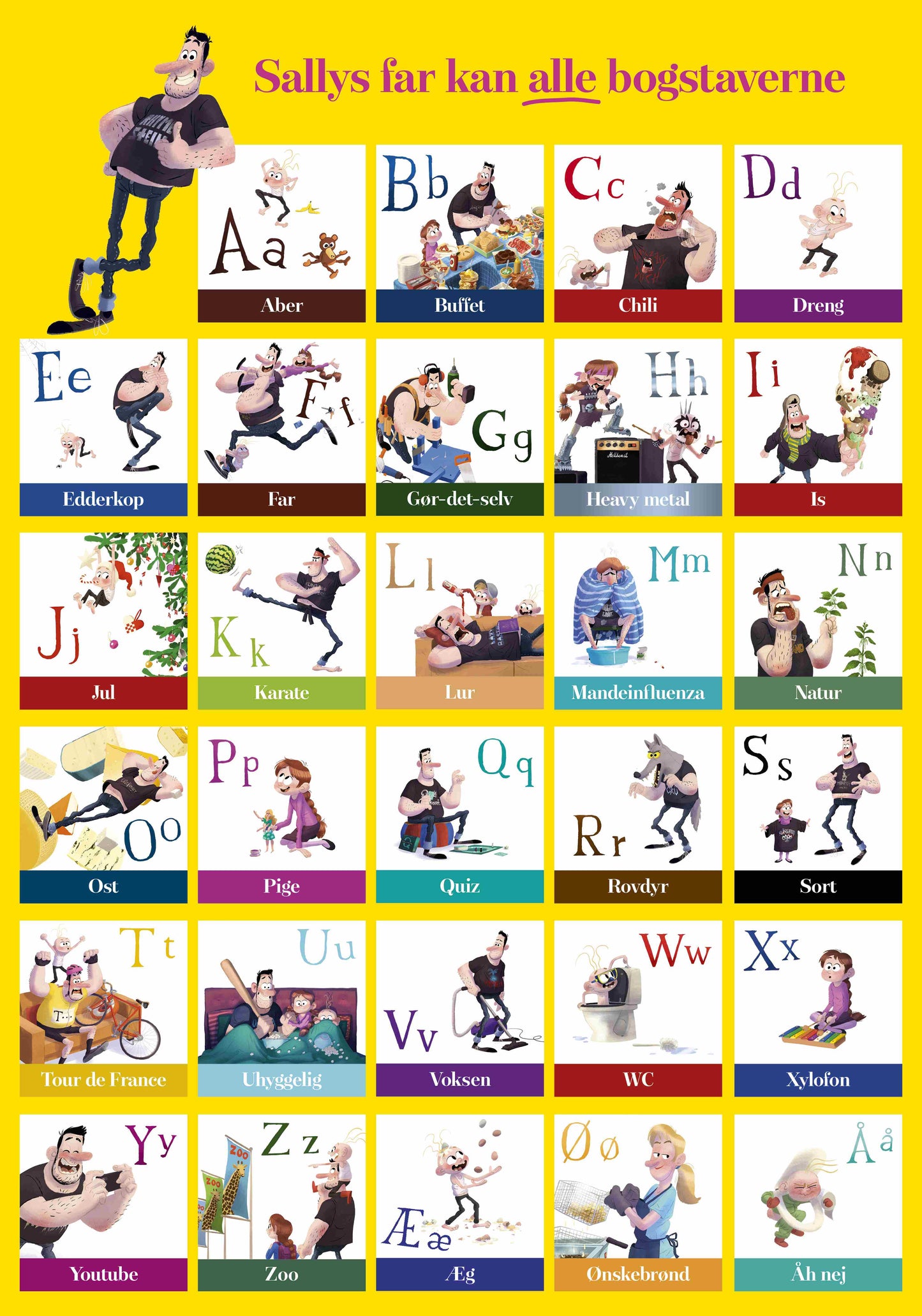 SALLYS FAR KAN ALLE BOGSTAVERNE - PLAKAT