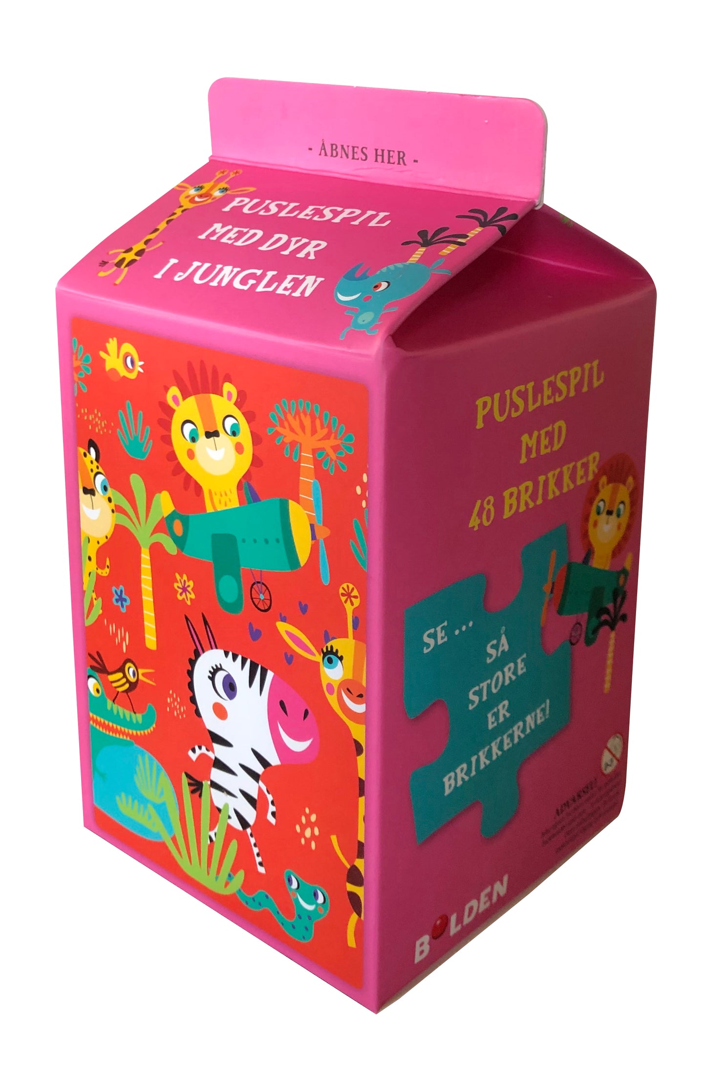 MÆLKEKARTON-PUSLESPIL DYR I JUNGLEN