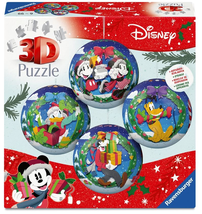 DISNEY CHRISTMAS BAUBLES 3D PUZZLES 4 STK.
