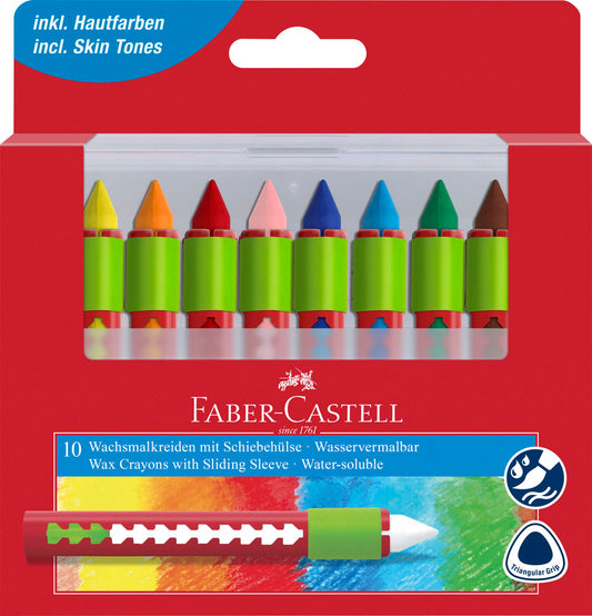 VOKSKRIDT FABER CASTELL M/GREB 10 FARVER ASS