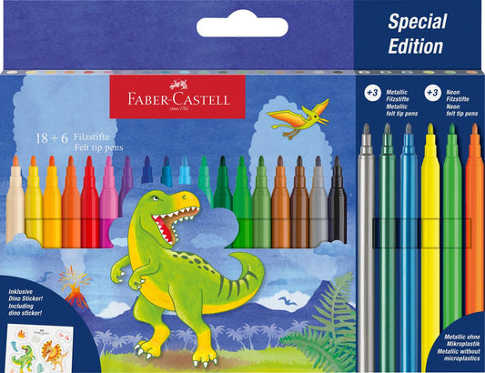 FABER CASTELL TUSSER DINO 18+3 METALLIC