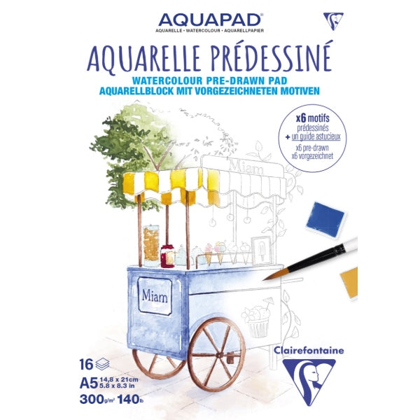 CLAIRFONTAINE AQUAPAD PRE-DRAWN BLOK A5