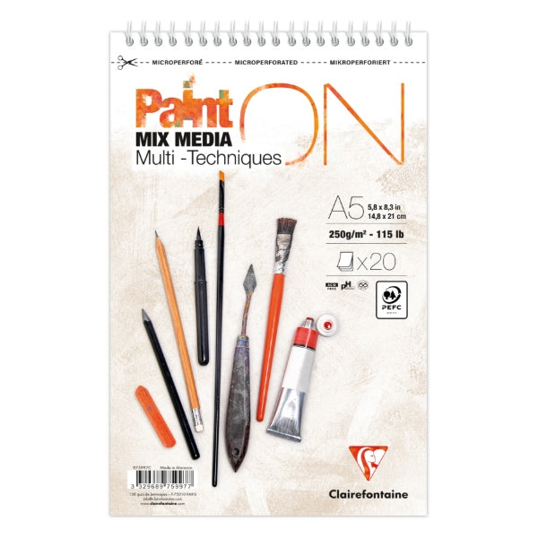 CLAIREFONTAINE PAINT-ON WIRE-O WHITE A5