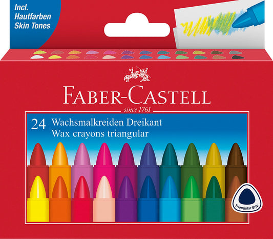 FABER CASTELL KRIDT TREKANTET - 24 FARVER ASS.