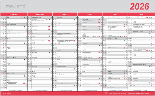 KONTORKALENDER STOR M/FLAGDAGE 2026