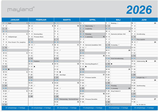KONTORKALENDER KLASSISK A5 2026