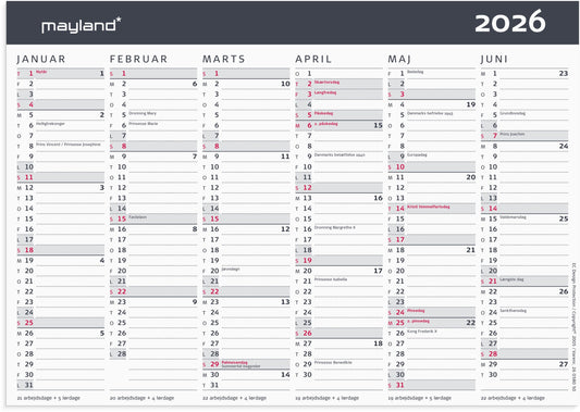 KONTORKALENDER MODERNE A5 2026