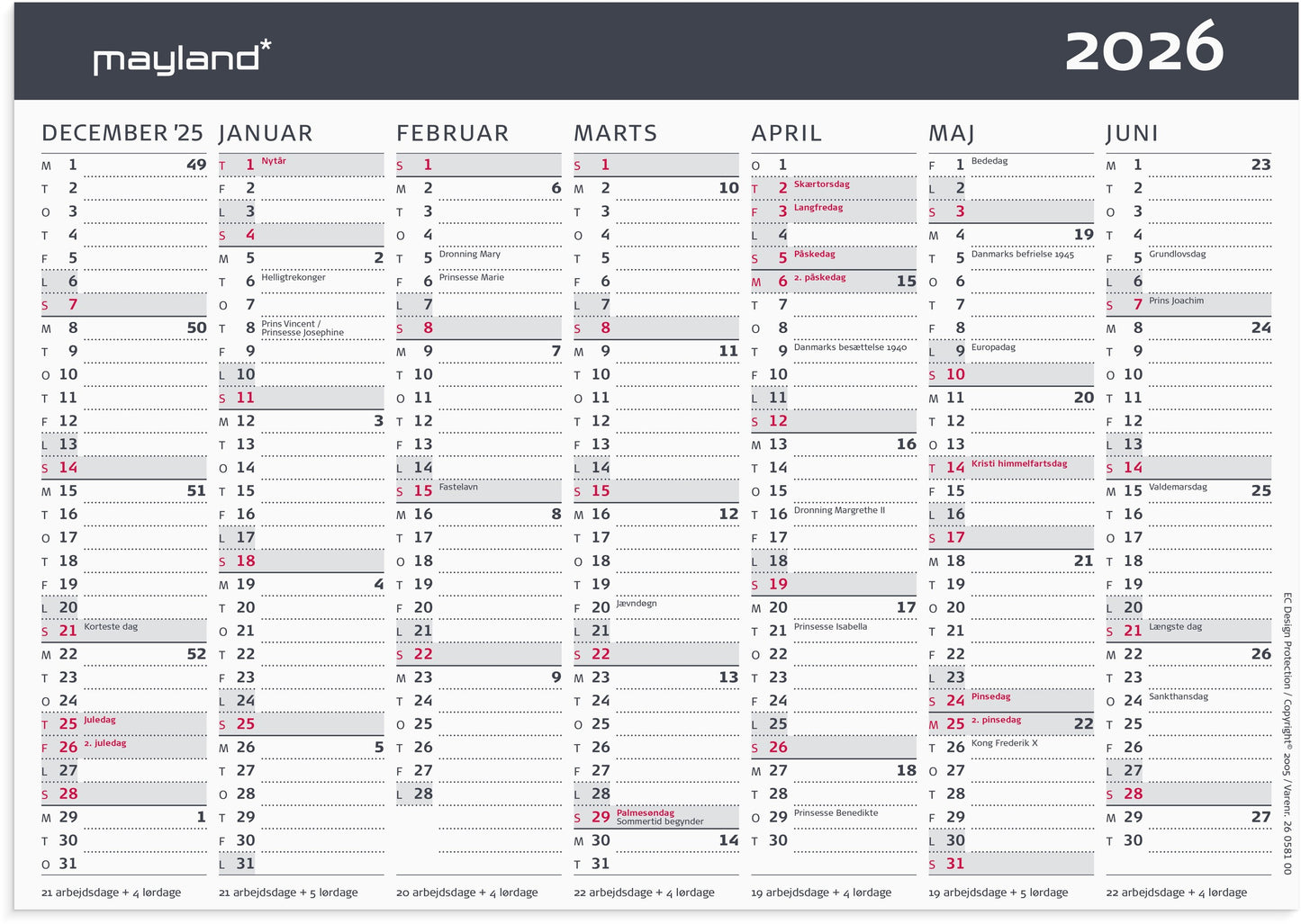 KONTOR-BORDKALENDER MODERNE A5 2026