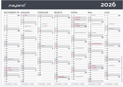 KONTOR-BORDKALENDER MODERNE A5 2026