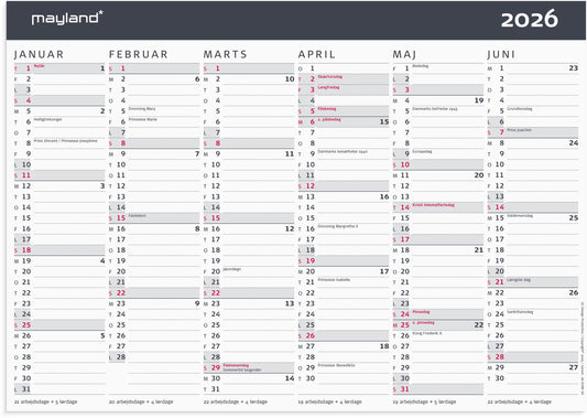 KONTORKALENDER MODERNE A4 2026