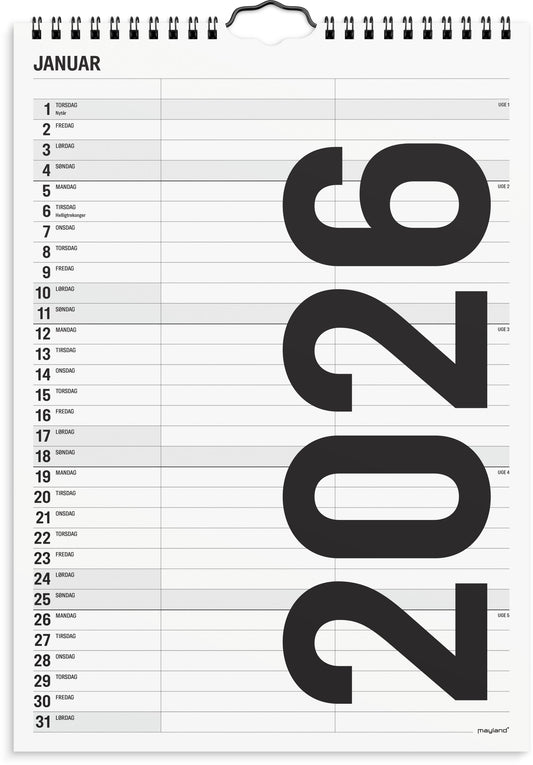 FAMILIEKALENDER BLACK AND WHITE 2 KOL. 2026