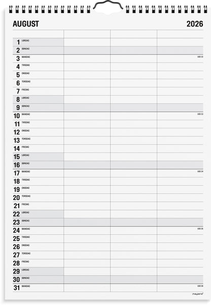 FAMILIEKALENDER BLACK AND WHITE 3 KOL. 2026