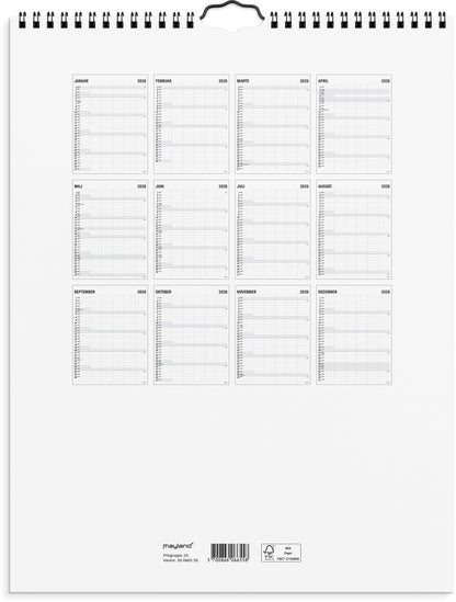 FAMILIEKALENDER BLACK AND WHITE 5 KOL. 2026