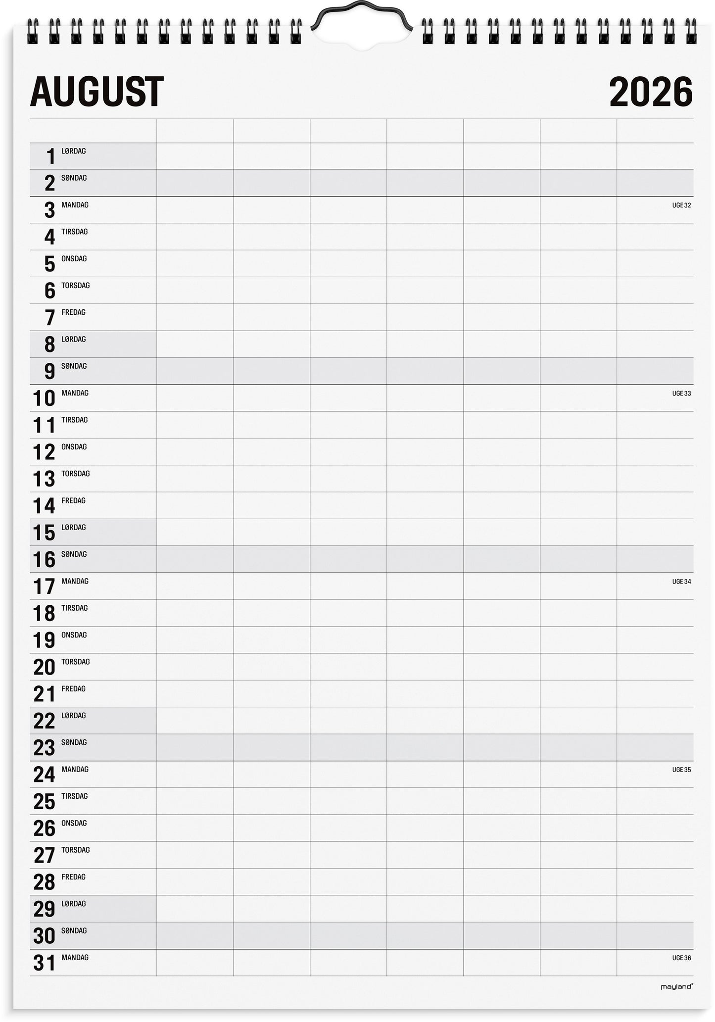 FAMILIEKALENDER BLACK AND WHITE 7 KOL. 2026