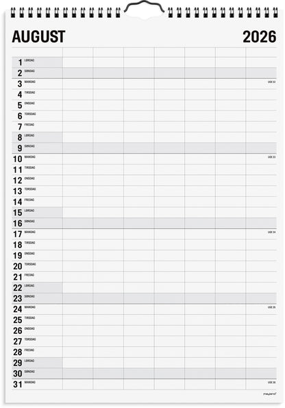 FAMILIEKALENDER BLACK AND WHITE 7 KOL. 2026