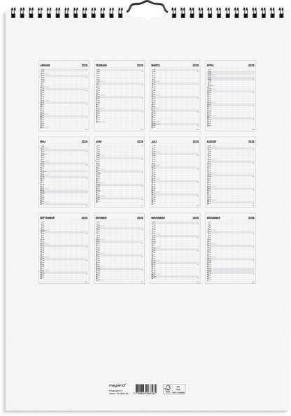 FAMILIEKALENDER BLACK AND WHITE 7 KOL. 2026