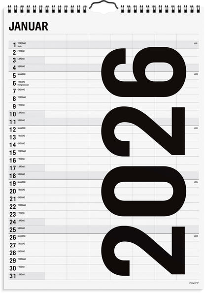 FAMILIEKALENDER BLACK AND WHITE 7 KOL. 2026