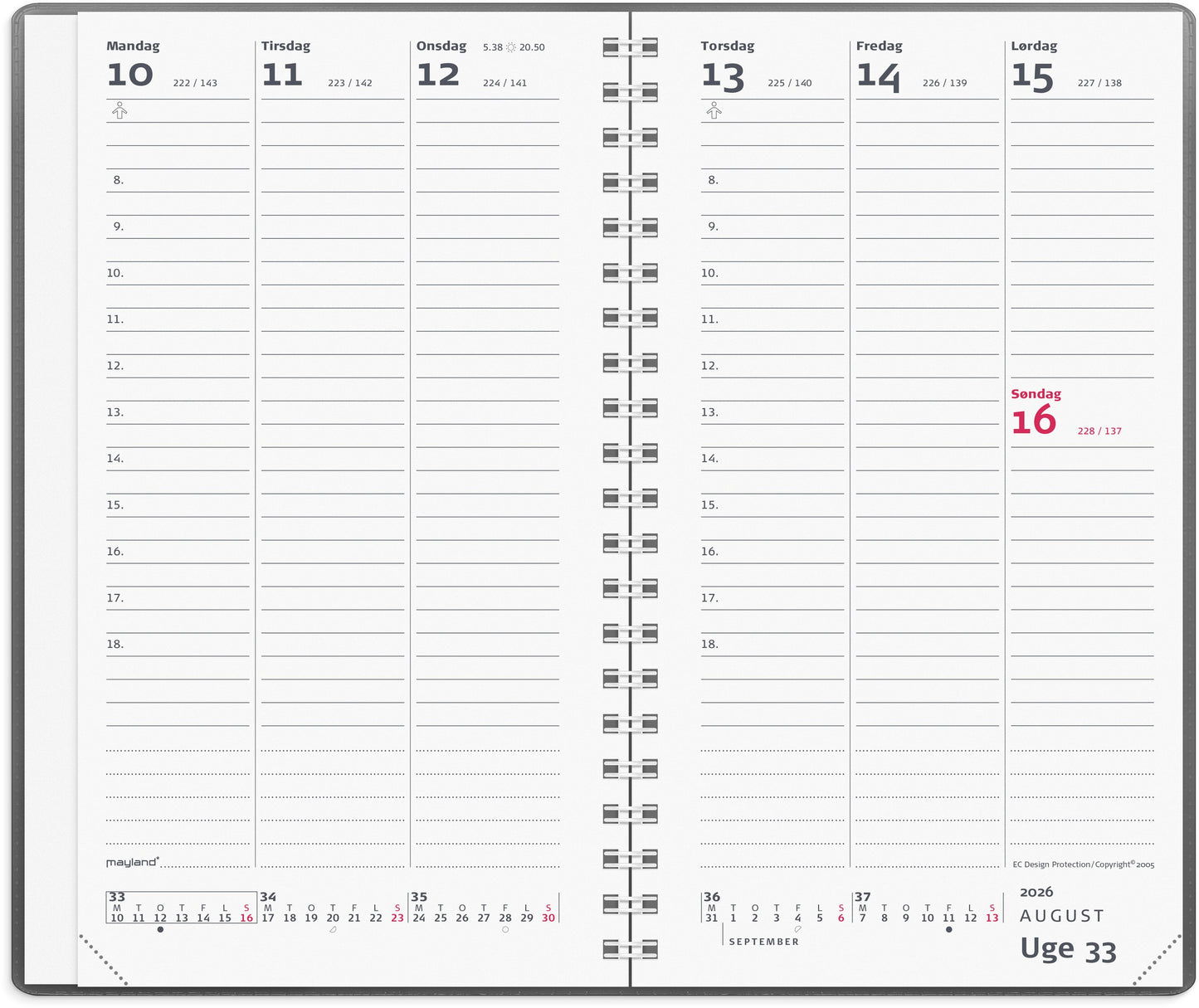 WEEK PLANNER HØJFORMAT MØRKEGRÅ VINYL 2026