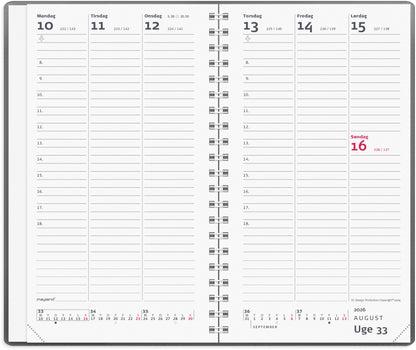 WEEK PLANNER HØJFORMAT MØRKEGRÅ VINYL 2026