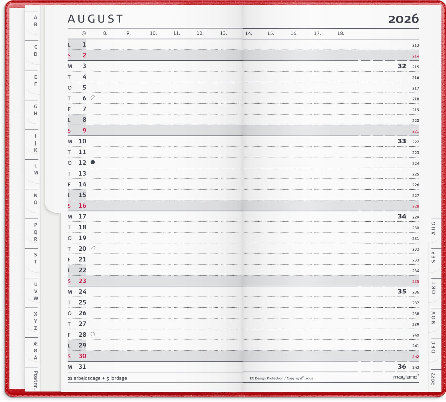 INDEX PLANNER MÅNEDSKALENDER RØD VINYL 2026