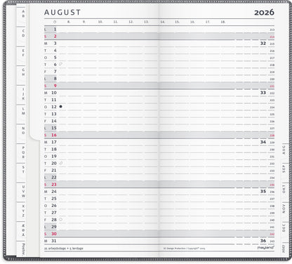 INDEX PLANNER MÅNEDSKALENDER MØRKEGRÅ PP-PLAST 2026