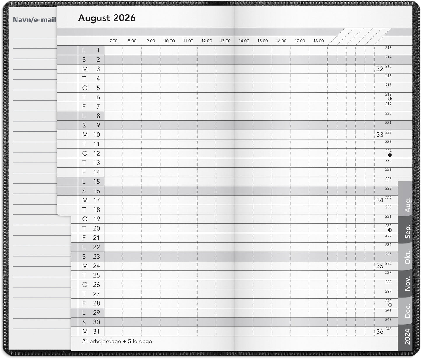 BASIC MÅNEDSKALENDER SORT PP-PLAST 2026