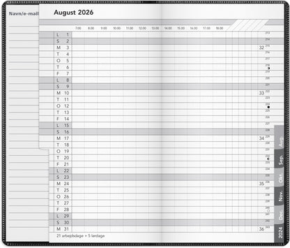 BASIC MÅNEDSKALENDER SORT PP-PLAST 2026