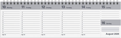 DAG-UGE BORDKALENDER GRÅ PP-PLAST 2026