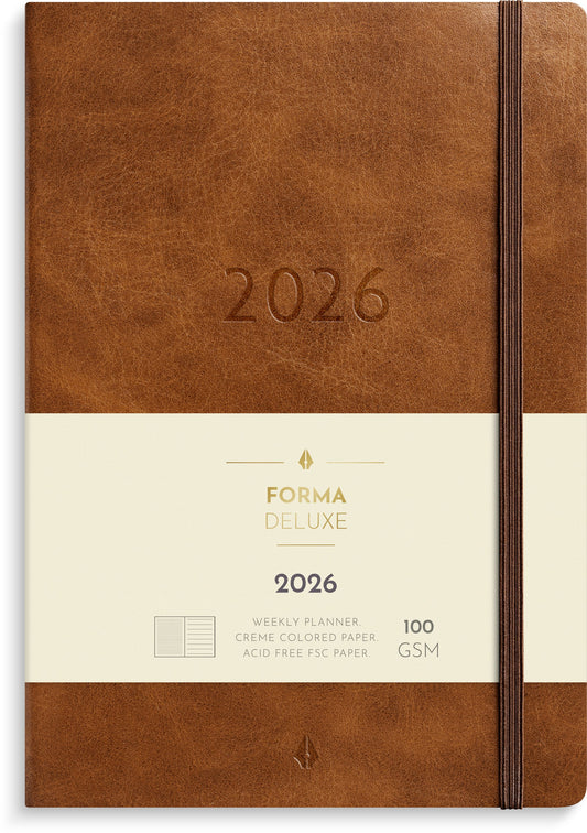 A5 FORMA DELUXE TVÆRF BRUN KUNSTSKIND 2026